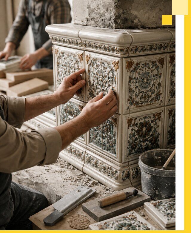 Изразцовые камины под ключ в Калуге: проект и монтаж