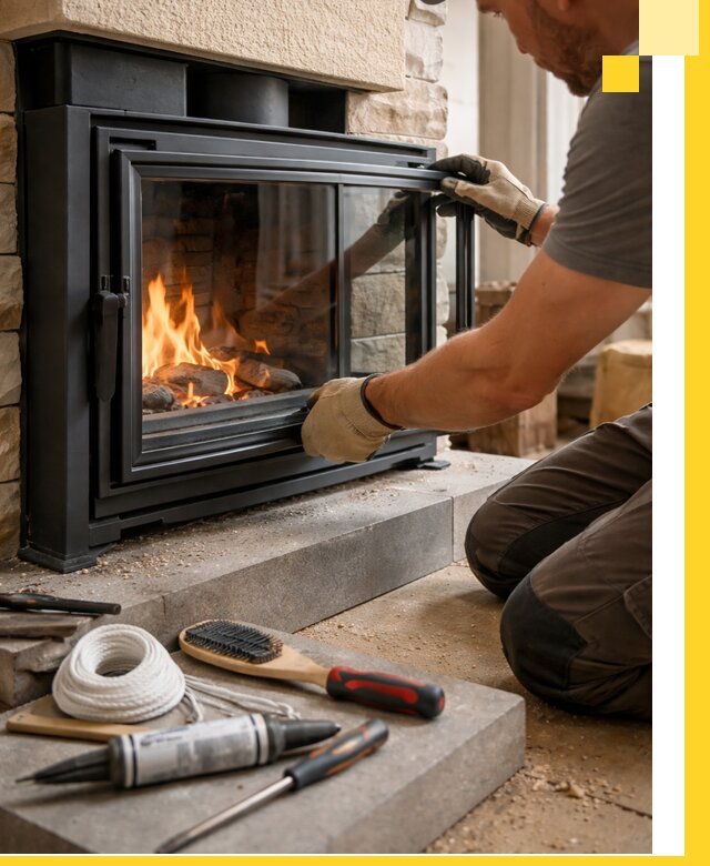 Производство, монтаж и доставка каминов со стеклом в Калуге