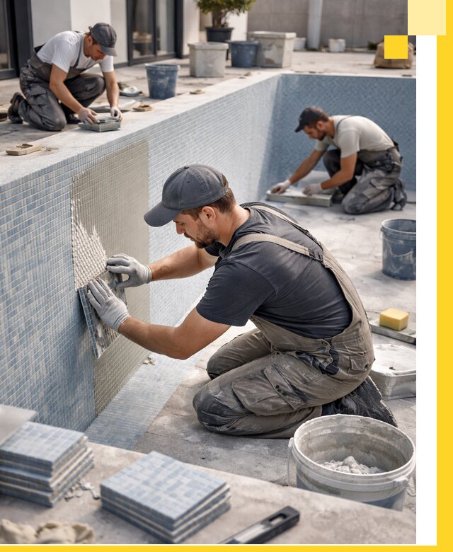 Облицовка бассейнов в Калуге плитка мозаика гидроизоляция