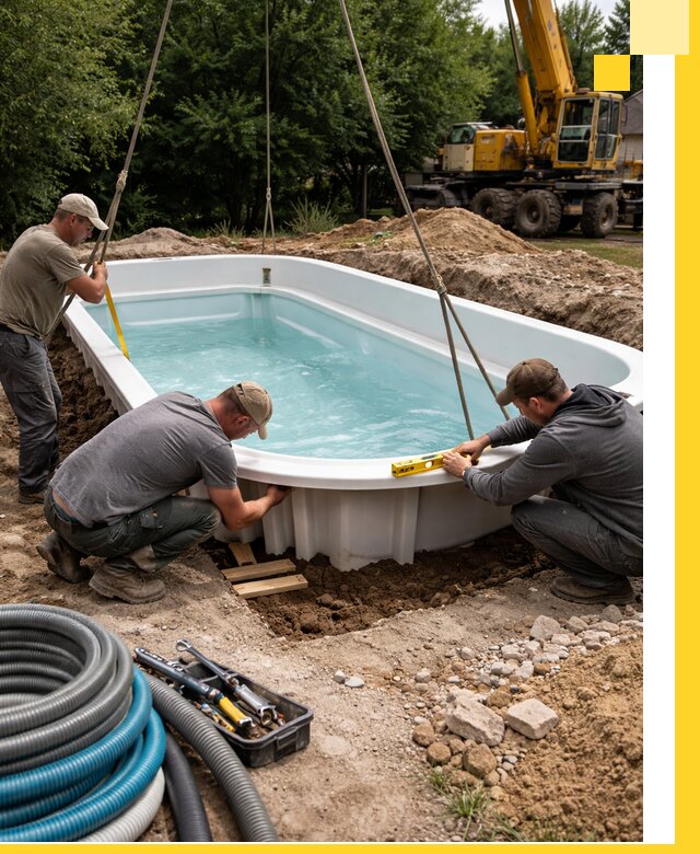 Установка и монтаж композитных бассейнов под ключ в Калуге