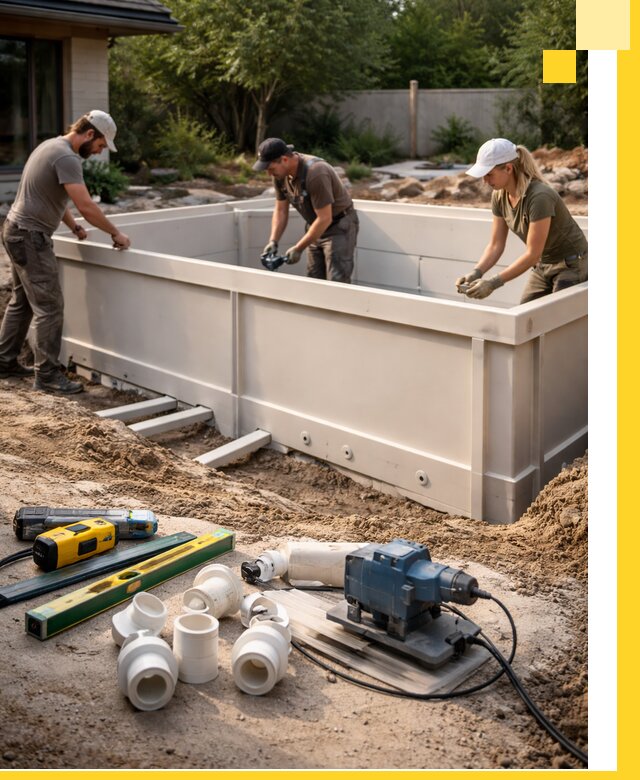 Установка полипропиленовых бассейнов под ключ в Калуге