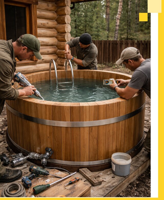 Строительство бань с купелью под ключ и отделкой в Калуге