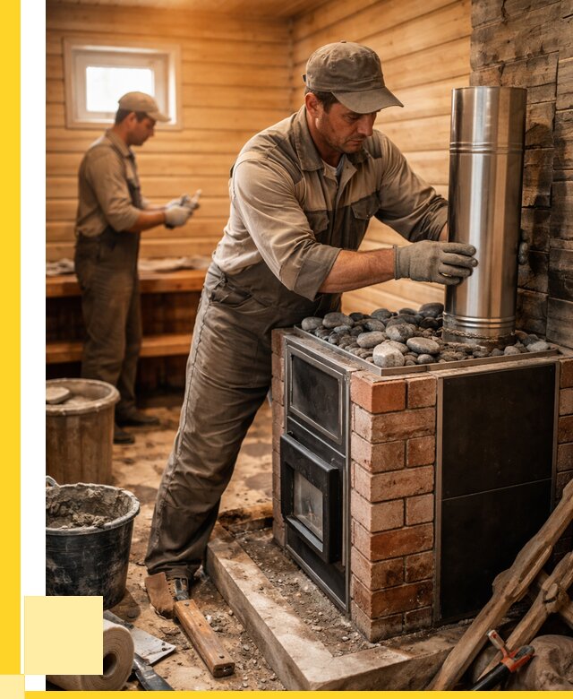 Монтаж печи в бане под ключ в Калуге от 20228 р. | ЭриданКлг