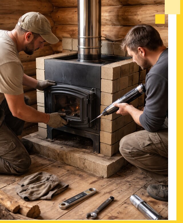 Монтаж и установка печи в бане под ключ с гарантией в Калуге