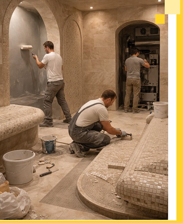 Строительство бани с хамамом и бассейном под ключ в Калуге