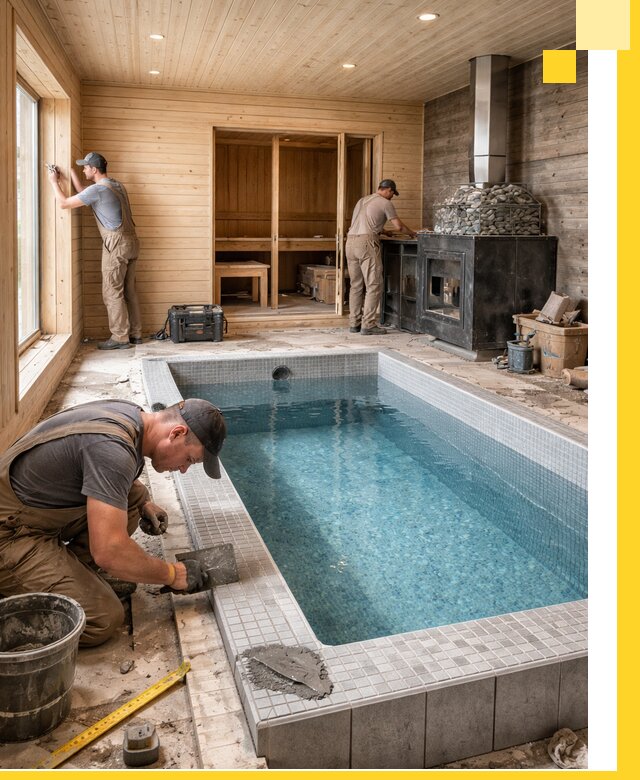 Проект бани с бассейном и сауной в Калуге под ключ