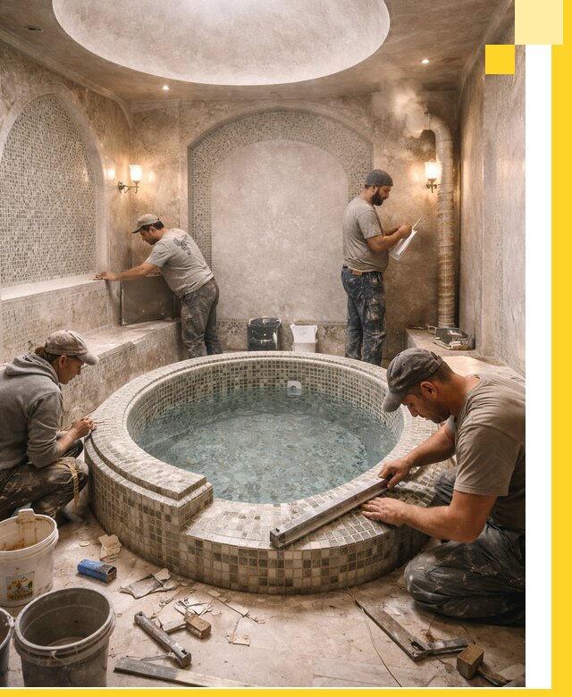 Профессиональное строительство хамама с бассейном в Калуге под ключ